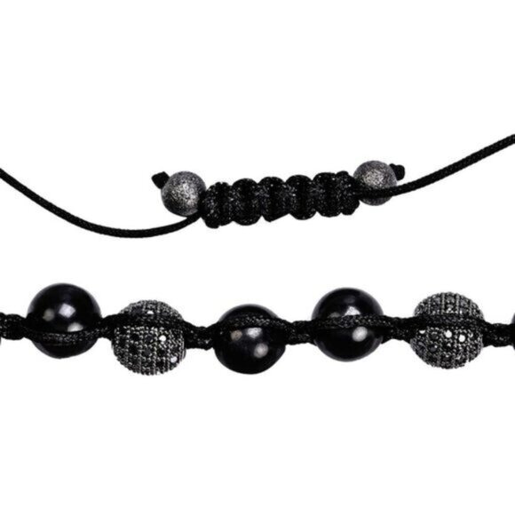 Shamballa ✦ Adjustable Bracelet ✦ Shungite & Hematite Black Diamond Unisex - Picture 3 of 5